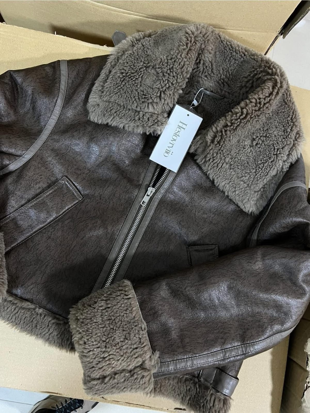 russian trend brown shearling  jacket