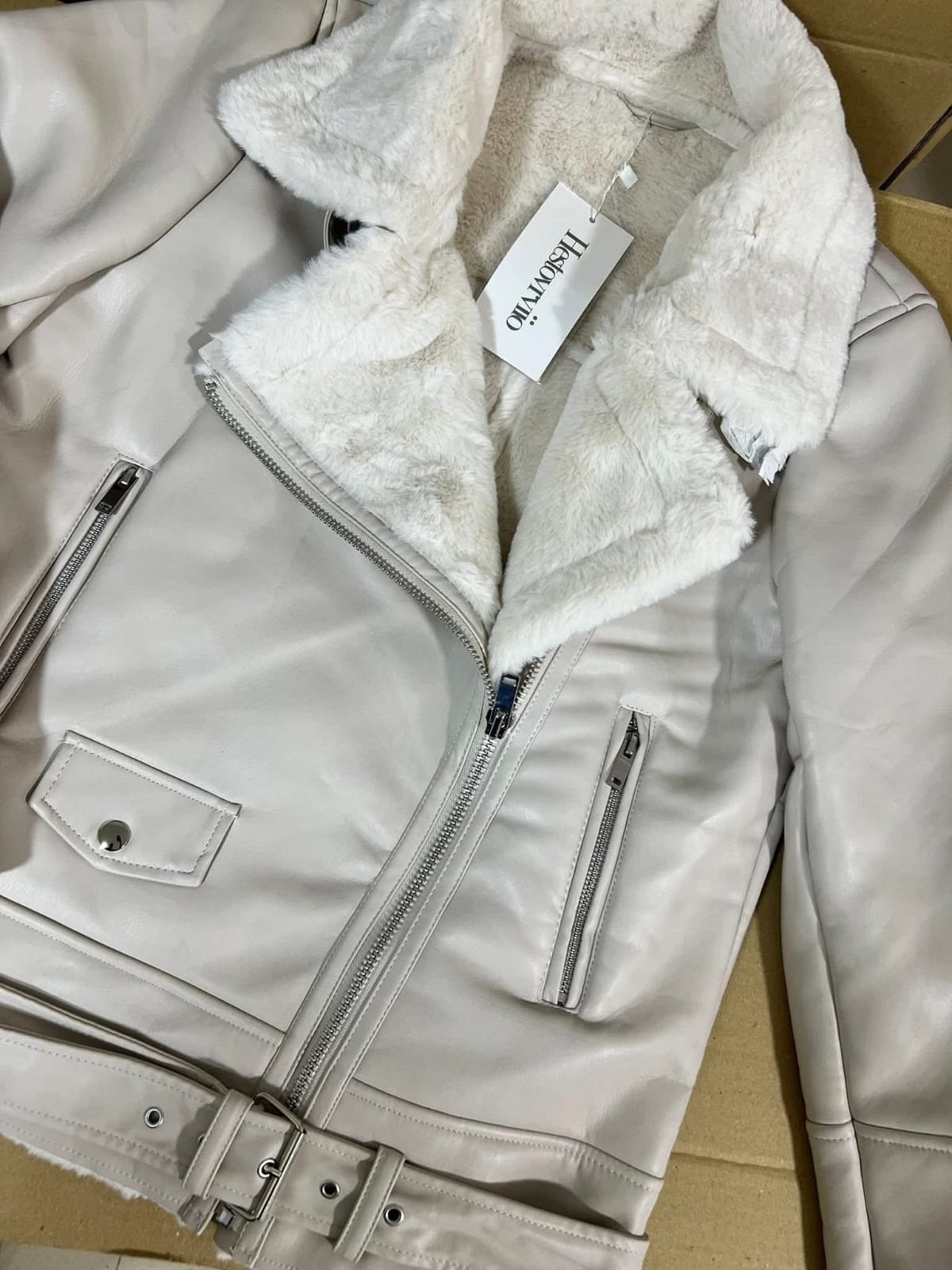 russian trend white shearling  jacket