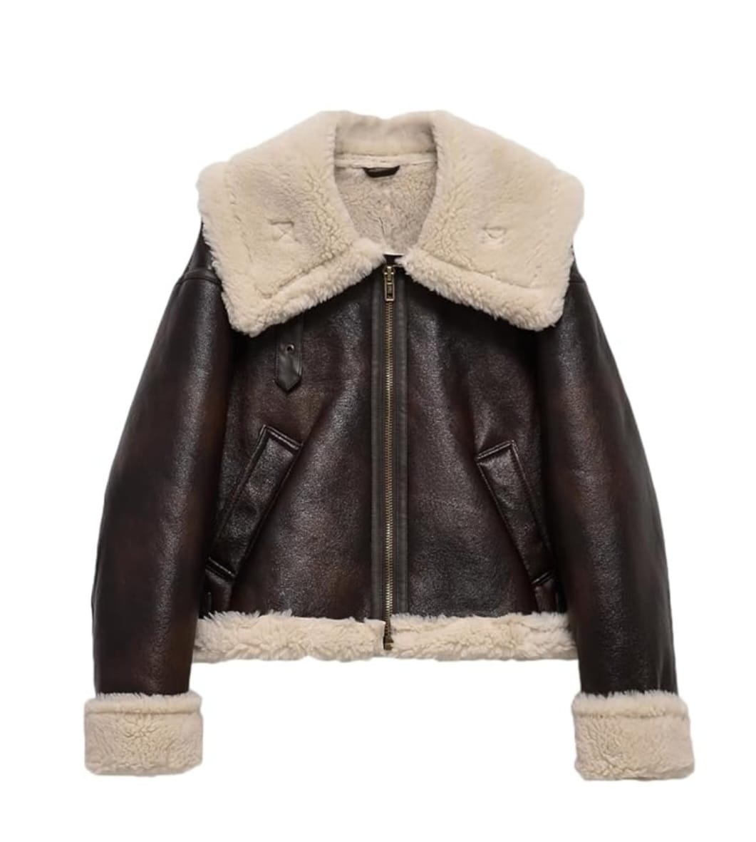 russian trend bage shearling brown  jacket