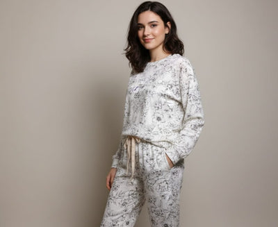 plant gold off white printed pajama